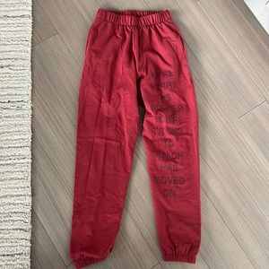 red boys lie sweatpants